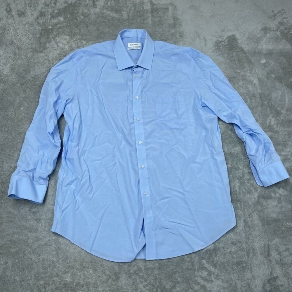 Calvin Klein Performance Stretch Mens Dress Shirt XL Blue a0753